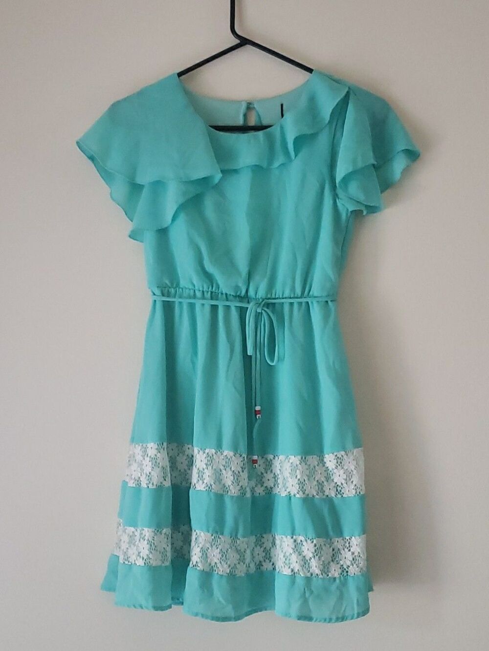 Zunie Girls Chiffon Flutter Dress -Size Large- Mint Green